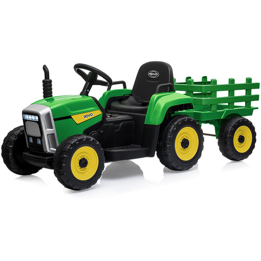 Tractor with Detachable Trailer Kids Ride On Electric Car with Remote Control | Green & Yellow