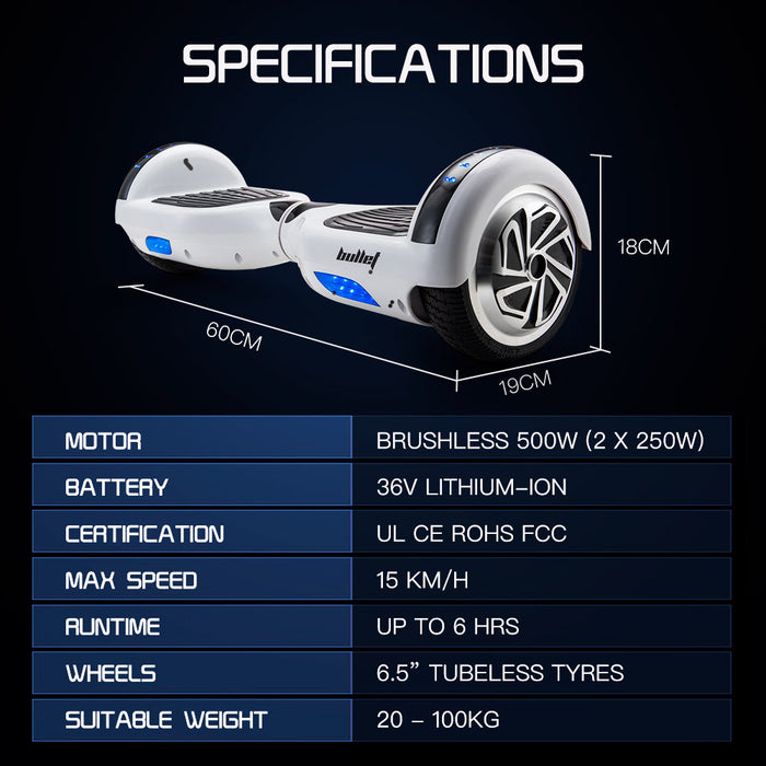  Bullet Hoverboard Self Balancing Electric Scooter Personal Transport by Funado | Frost White