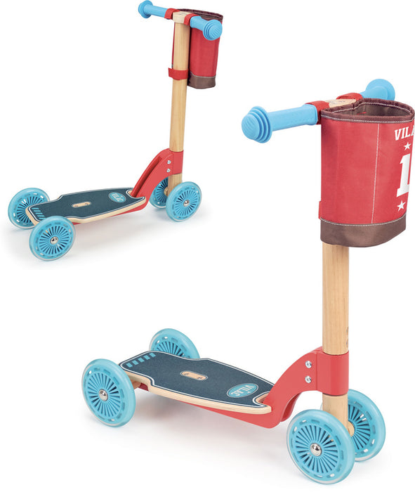 Kids Retro Wooden Scooter | Rouge/Bleu (Red/Blue)