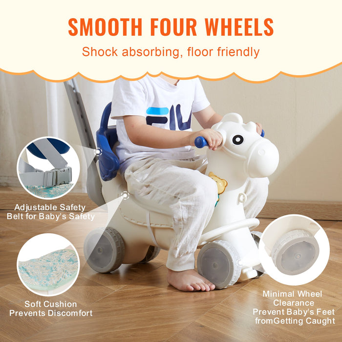 Kids 4 in 1 Push & Rocking Horse Buddy | Unicorn White