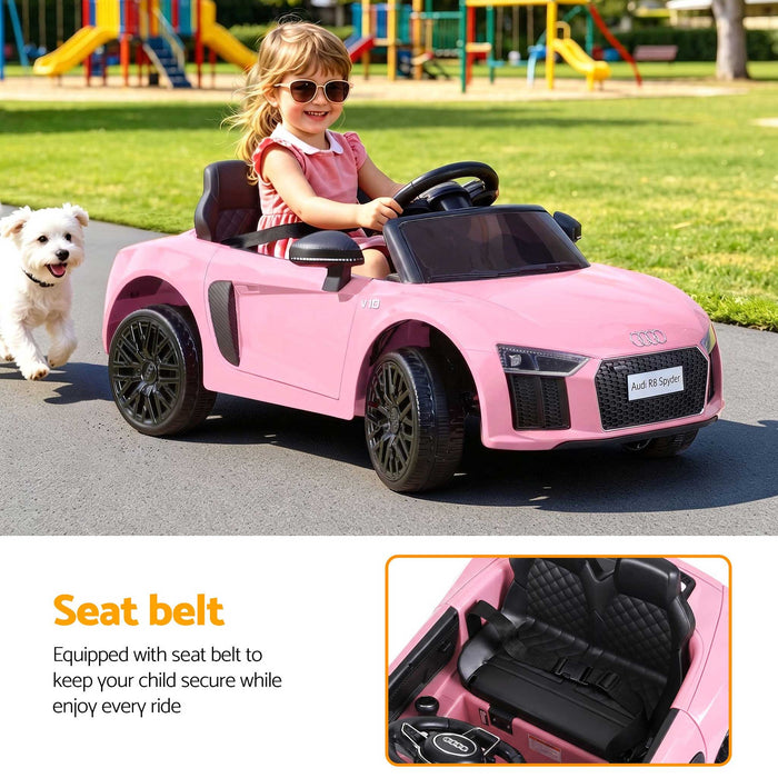 Audi R8 Spyder Licensed Kids Ride On Car with Remote Control Baby Pink