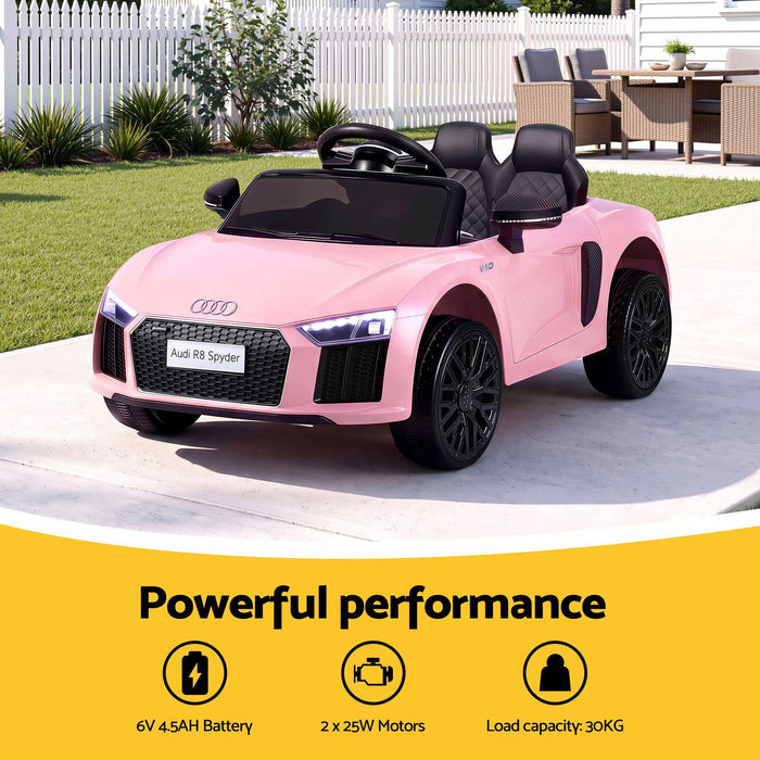 Audi R8 Spyder Licensed Kids Ride On Car with Remote Control Baby Pink