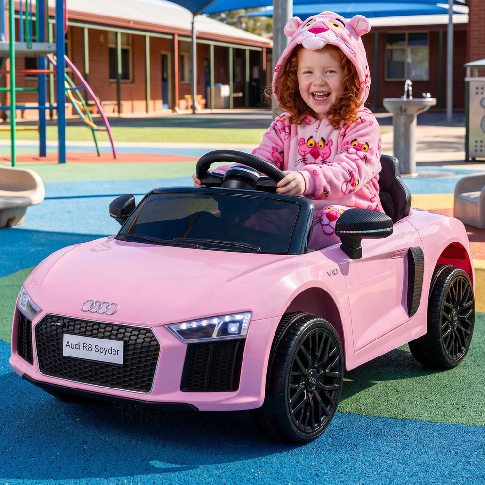 Audi R8 Spyder Licensed Kids Ride On Car with Remote Control Baby Pink
