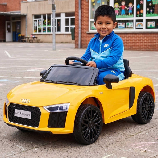 Audi R8 Spyder Licensed Kids Ride On Car with Remote Control | Flame Yellow