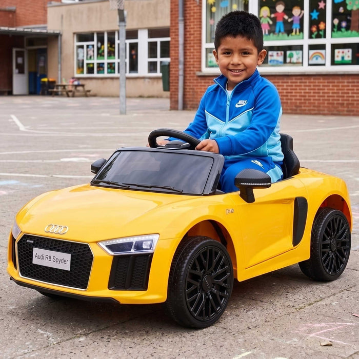 Audi R8 Spyder Licensed Kids Ride On Car with Remote Control | Flame Yellow