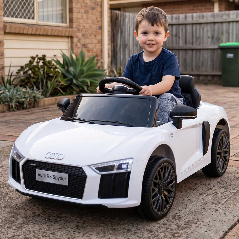 Audi R8 Spyder Licensed Kids Ride On Car with Remote Control White