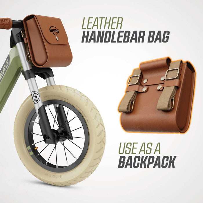 Berg Biky Balance Bike with Detachable Backpack Retro Green
