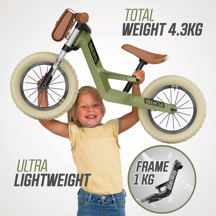 Berg Biky Balance Bike with Detachable Backpack Retro Green