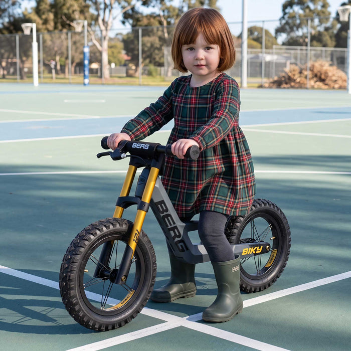 Berg Biky Balance Bike with Off Road Tyres & Handbrake | Goosey Grey