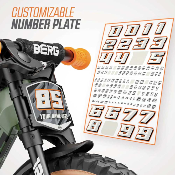 Berg Biky Trail Balance Bike with Handbrake Army Green with Orange