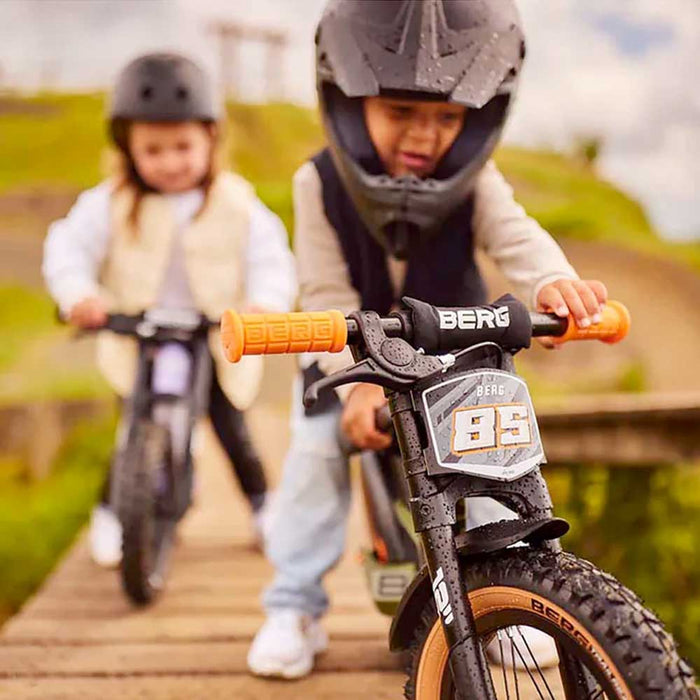 Berg Biky Trail Balance Bike with Handbrake Army Green with Orange