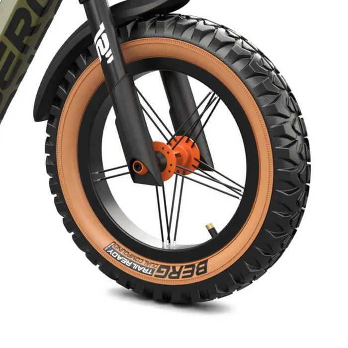 Berg Biky Trail Balance Bike with Handbrake Army Green with Orange