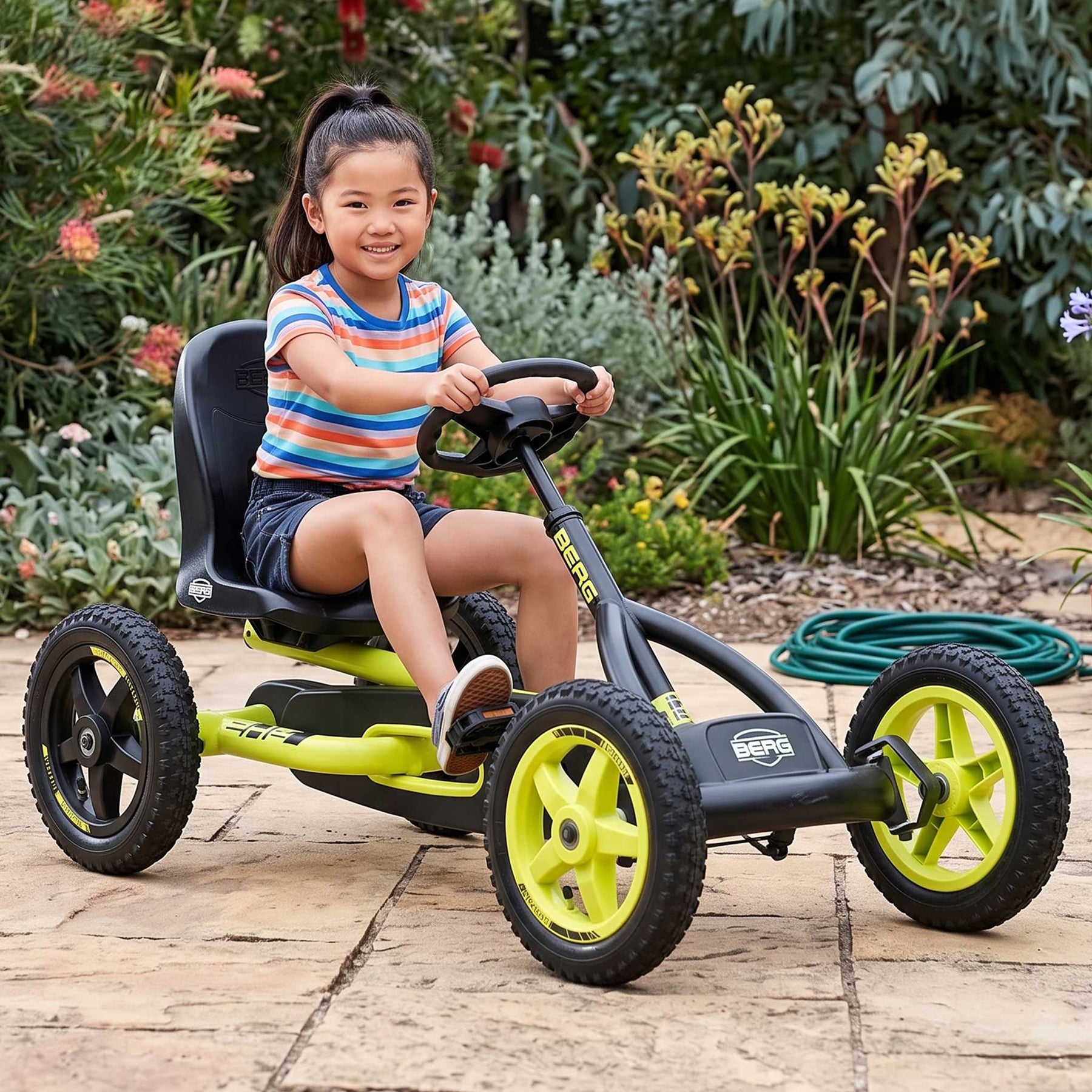 Berg Buddy Off Road Kids Pedal Powered Go Kart | Cross Neon/Black