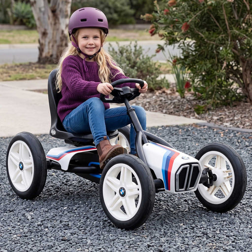 Berg Buddy Officially Licensed BMW Kids Pedal Powered Go Kart | White with BMW Stripes