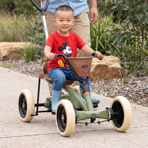 Berg Buzzy 2-in-1 Off Road Kids Push & Pedal Powered Go Kart | Retro Green