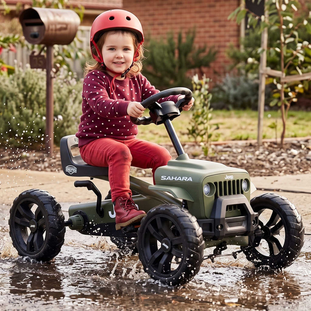 Berg Buzzy Officially Licensed JEEP Sahara Kids Pedal Powered Go Kart | Willys Green