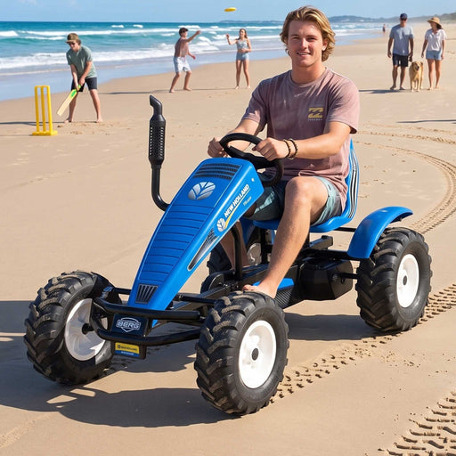 Berg Extra Officially Licensed New Holland Agricultural Machinery Inspired Kids & Adults Pedal or 3 Gear Powered Go Kart | Trademark Light Blue
