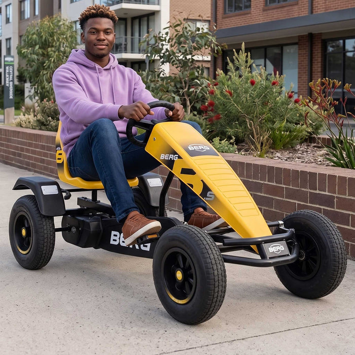 BERG B. Super Blue BFR Kids & Adults Pedal or 3 Gear Powered Go Kart | Speed Yellow