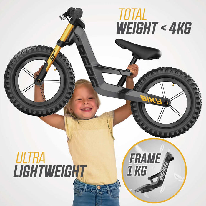 Berg Biky Balance Bike with Off Road Tyres & Handbrake Goosey Grey