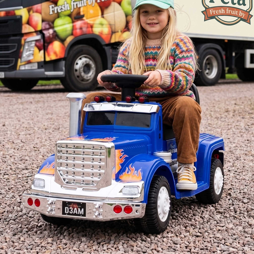 Big Rig Truck Deluxe Kids Ride On Car | Blue