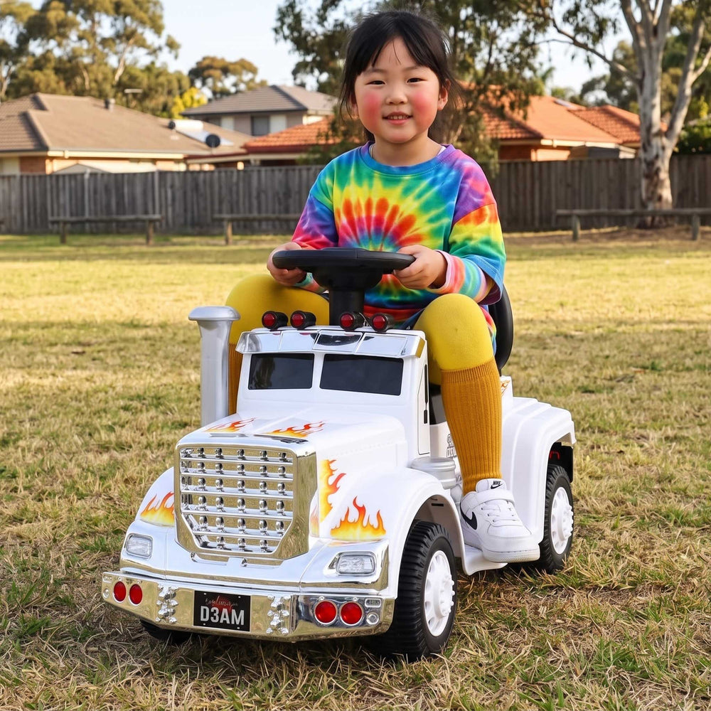 Big Rig Truck Deluxe Kids Ride On Car | White