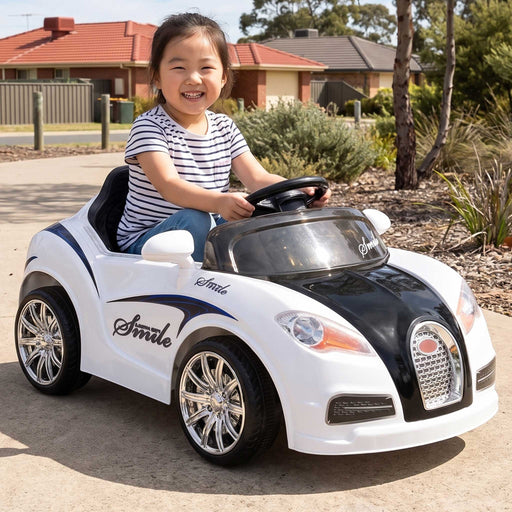 Bugatti Inspired Kids Ride On Car with Remote Control White Black