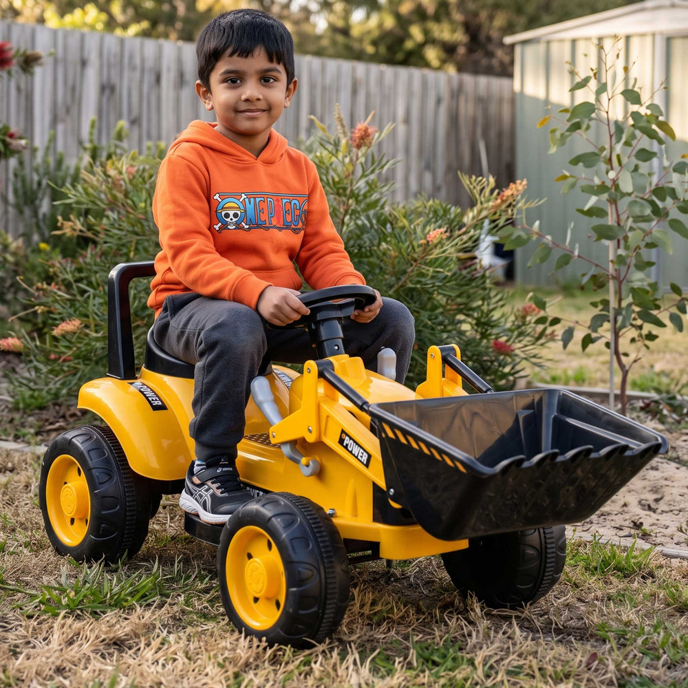 Bulldozer Digger Inspired Kids Ride On Electric Car | Yellow