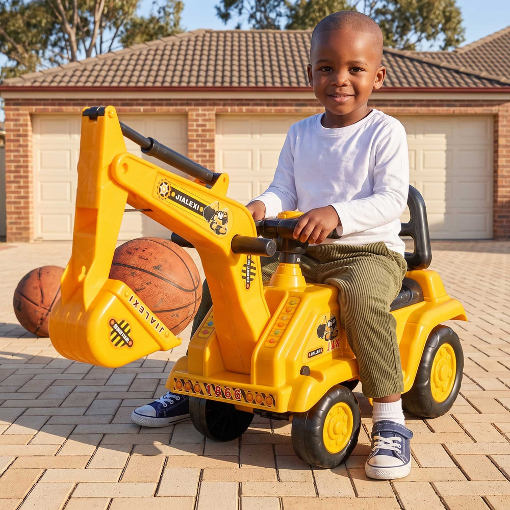 Construction Inspired Kids Ride On Car Excavator Digger | Yellow