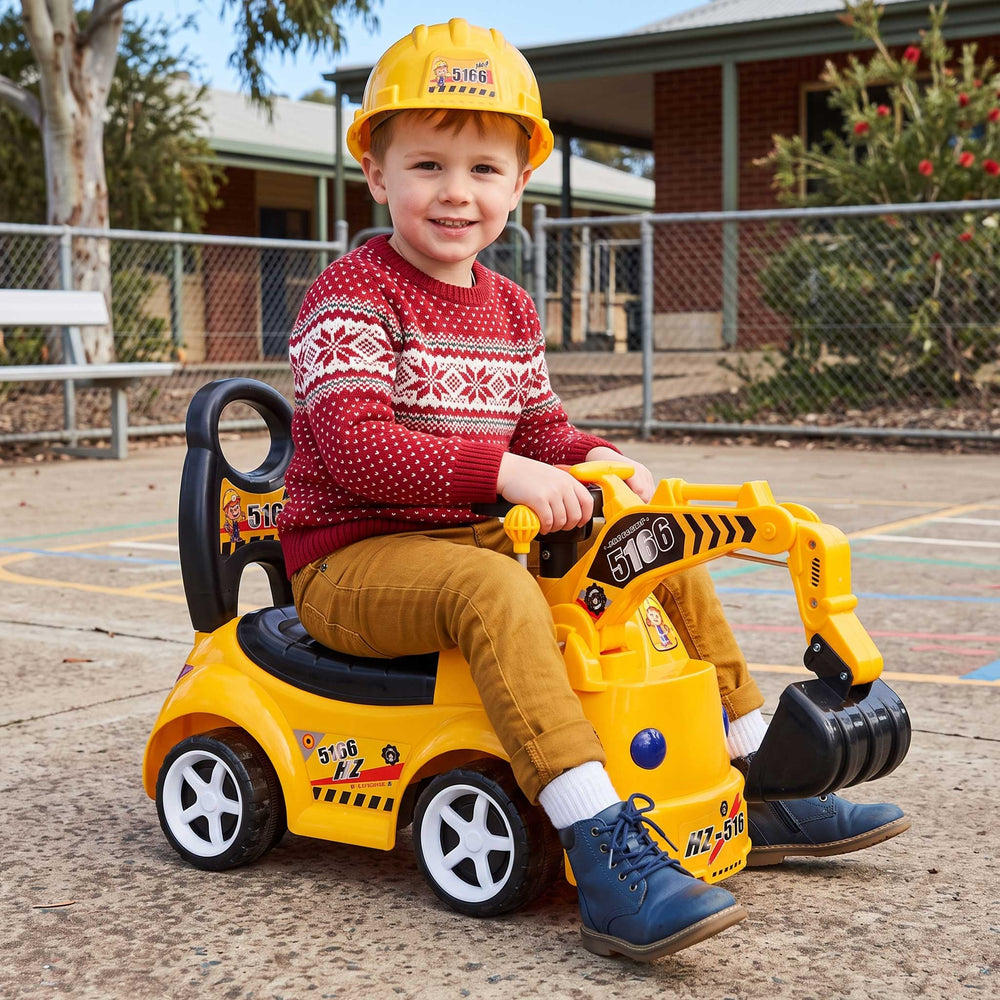 Construction Inspired Kids Ride On Car Excavator Yellow