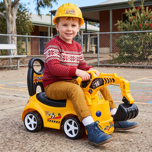 Construction Inspired Kids Ride On Car Excavator Yellow