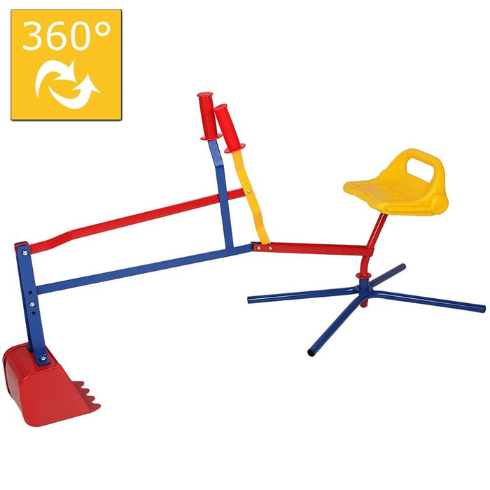 Construction Inspired Kids Ride On Metal Sand Digger Backyard Sandpit Toy | Yellow