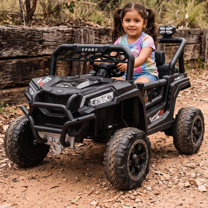 Deluxe Jeep Buggy 12V Off Road Kids Ride On Car with Remote Control-Rugged Black