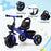 Deluxe Kids Tricycle Trike Bike Ride On with Basket & Trunk Royal Blue with Black