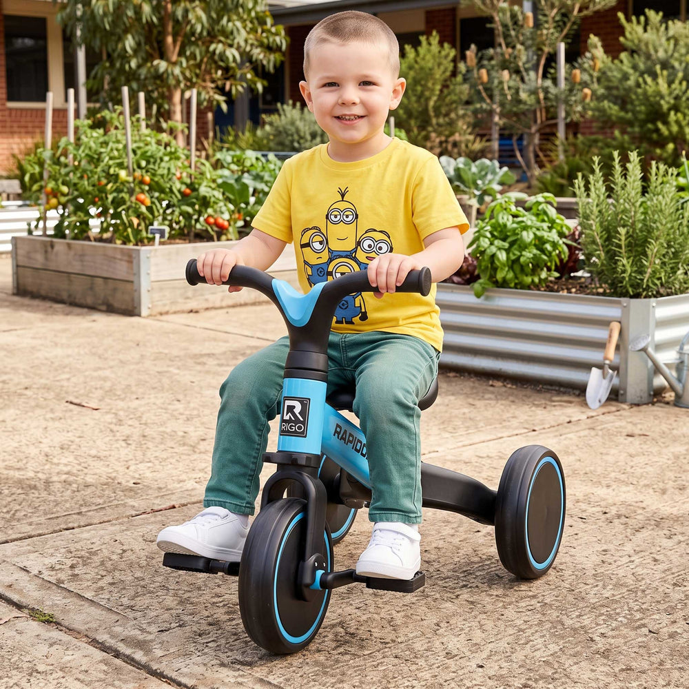 Deluxe Kids Tricycle Trike Bike Ride On Sky Blue with Black