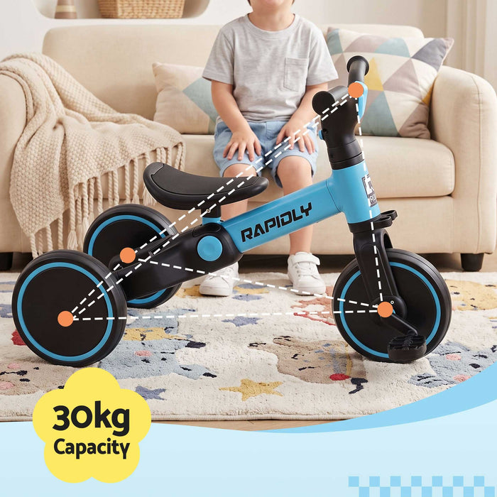 Deluxe Kids Tricycle Trike Bike Ride On Sky Blue with Black