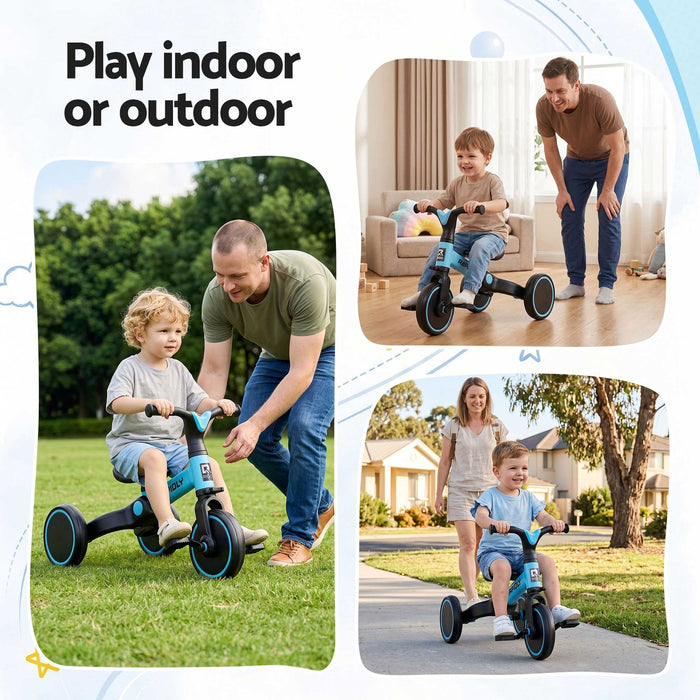 Deluxe Kids Tricycle Trike Bike Ride On Sky Blue with Black