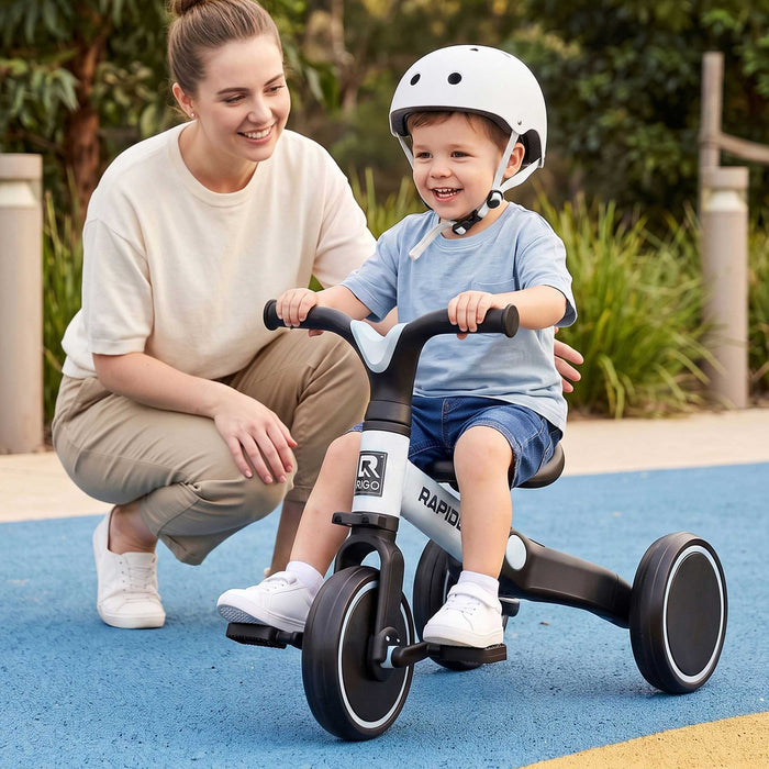 Deluxe Kids Tricycle Trike Bike Ride On White with Black
