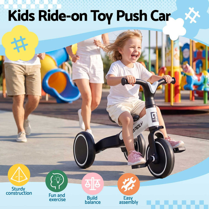 Deluxe Kids Tricycle Trike Bike Ride On White with Black