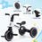 Deluxe Kids Tricycle Trike Bike Ride On White with Black