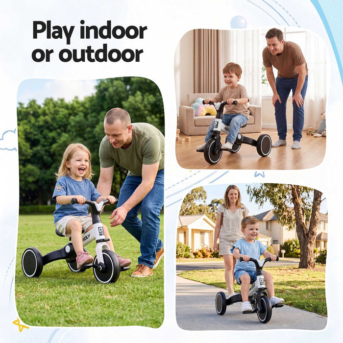 Deluxe Kids Tricycle Trike Bike Ride On White with Black