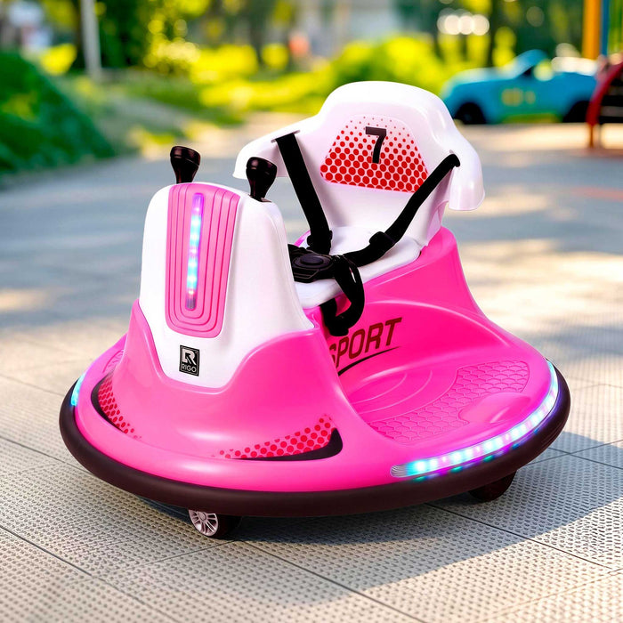 Deluxe Retro Kids Ride On BUMPER Car with Remote Control Candy Pink