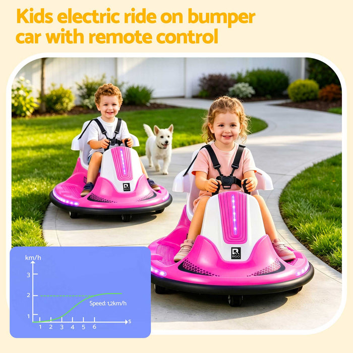 Deluxe Retro Kids Ride On BUMPER Car with Remote Control Candy Pink