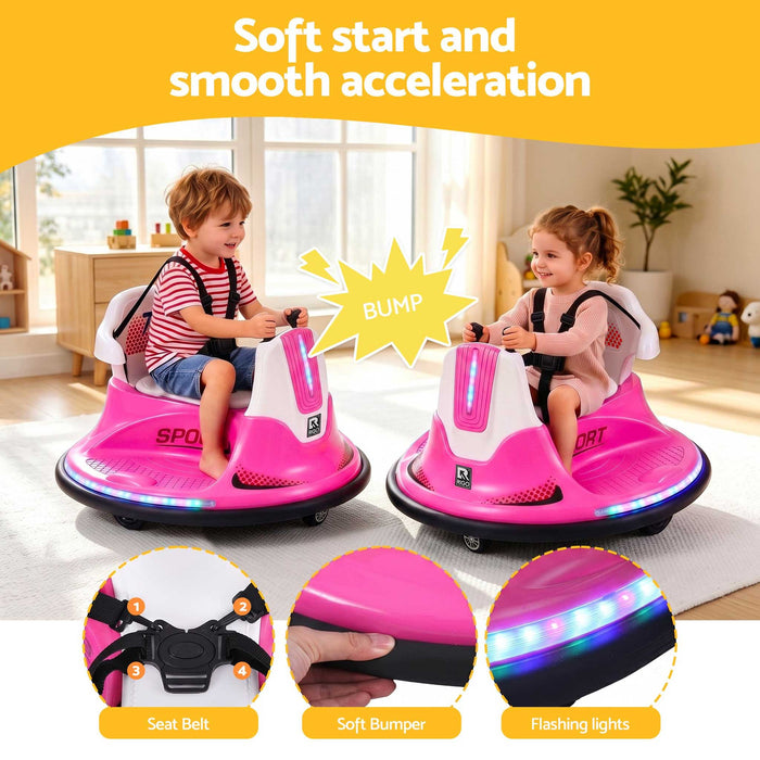 Deluxe Retro Kids Ride On BUMPER Car with Remote Control Candy Pink