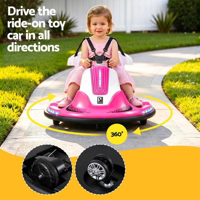 Deluxe Retro Kids Ride On BUMPER Car with Remote Control Candy Pink