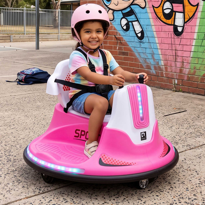 Deluxe Retro Kids Ride On BUMPER Car with Remote Control Candy Pink