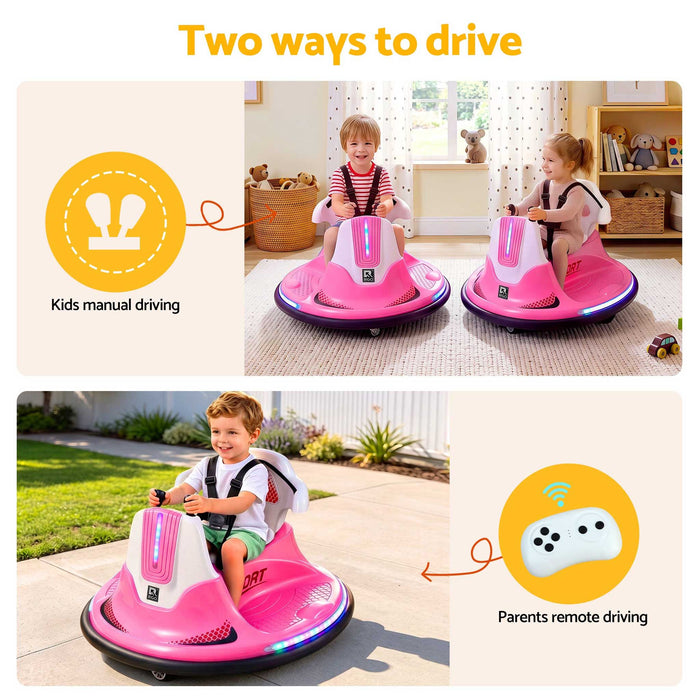 Deluxe Retro Kids Ride On BUMPER Car with Remote Control Candy Pink