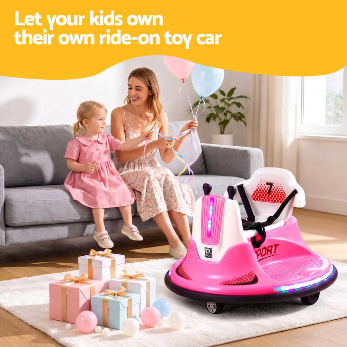 Deluxe Retro Kids Ride On BUMPER Car with Remote Control Candy Pink