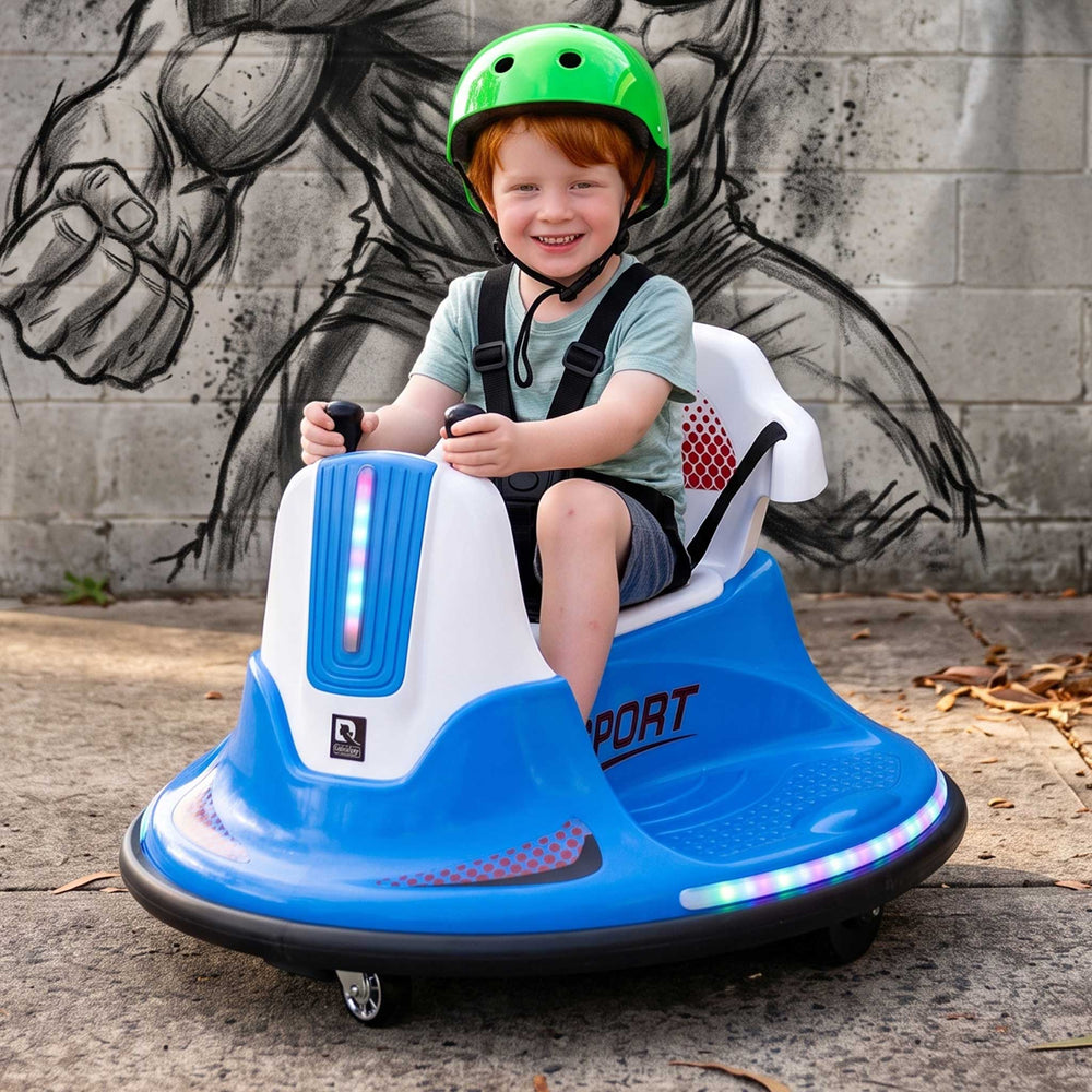Deluxe Retro Kids Ride On BUMPER Car with Remote Control Ocean Blue