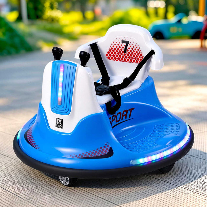 Deluxe Retro Kids Ride On BUMPER Car with Remote Control Ocean Blue