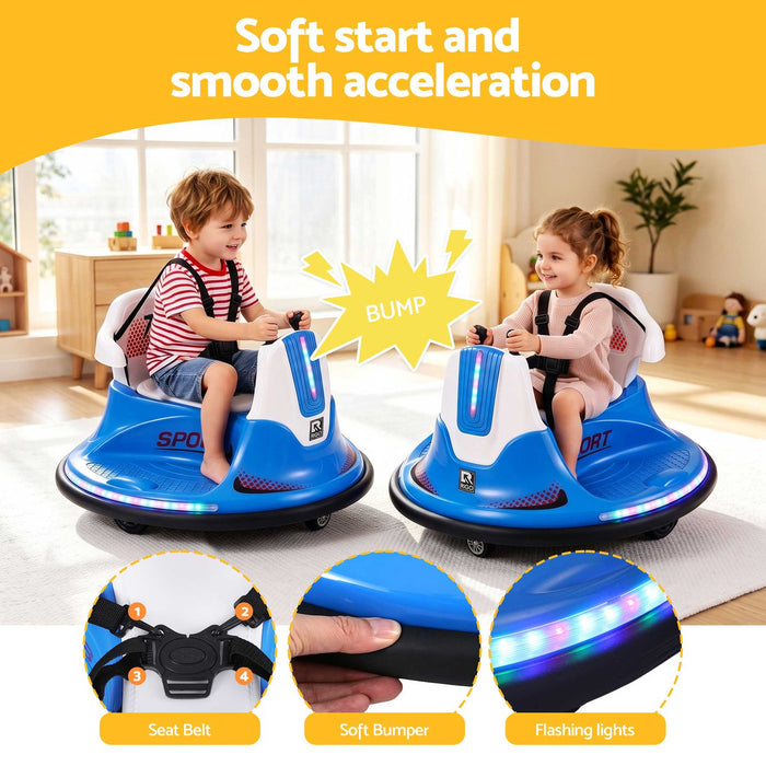 Deluxe Retro Kids Ride On BUMPER Car with Remote Control Ocean Blue
